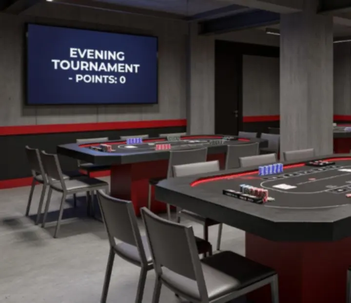Pokerová sekce Bohemiva s designovými stoly, žetony a osvětlením